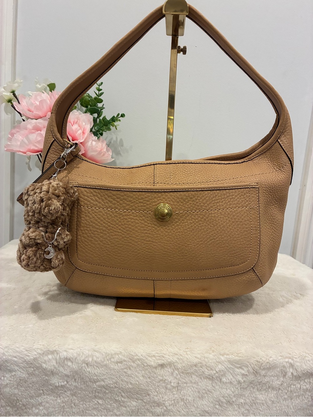 Coach Ergo Pebbled Leather Hobo Bag Tan Camel Shoulder Bag Style 11612